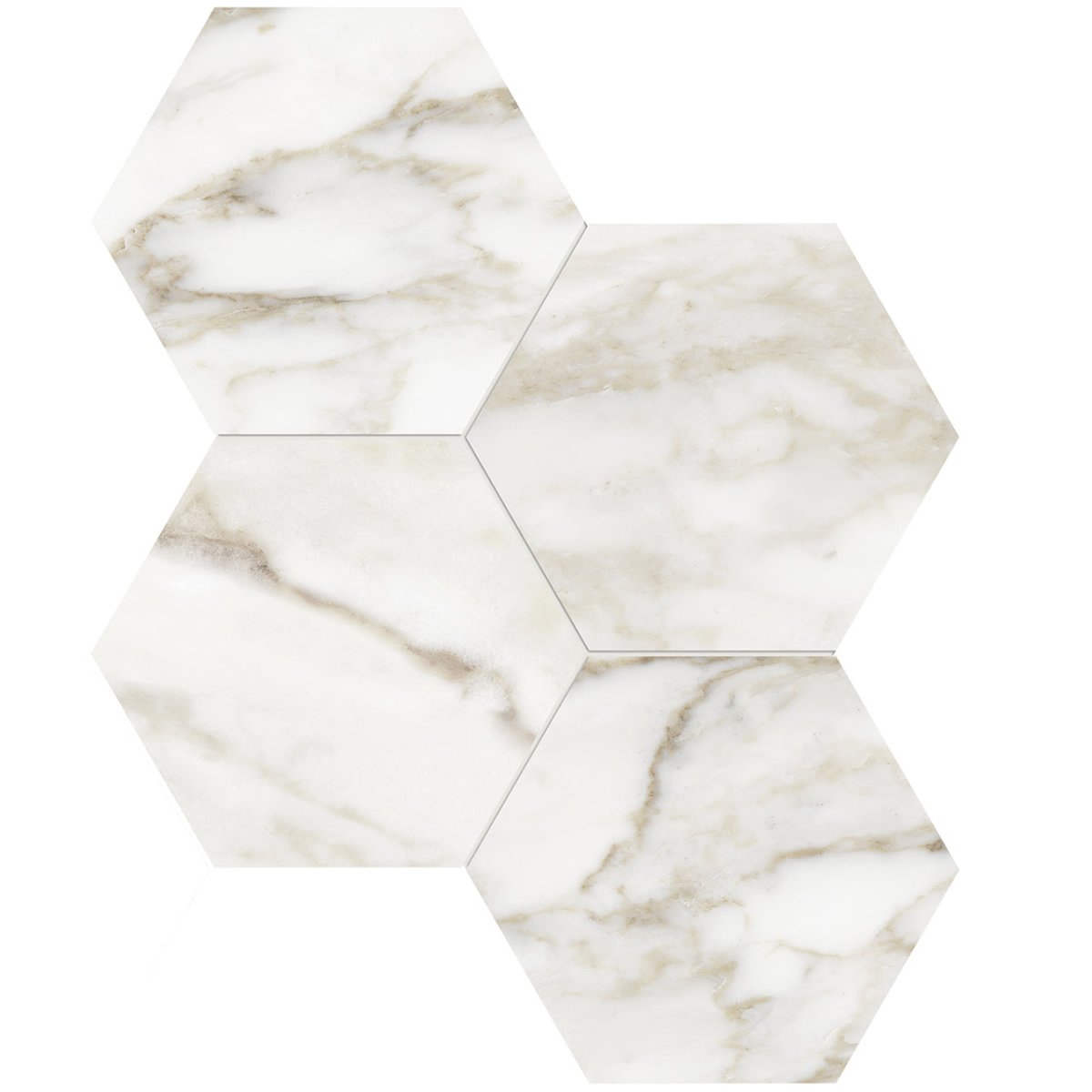6 In Hexagon La Marca Calacatta Honed Glazed Porcelain Mosaic Tile