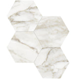 6 In Hexagon La Marca Calacatta Honed Glazed Porcelain Mosaic Tile