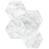 6 In Hexagon La Marca Carrara Honed Glazed Porcelain Mosaic Tile