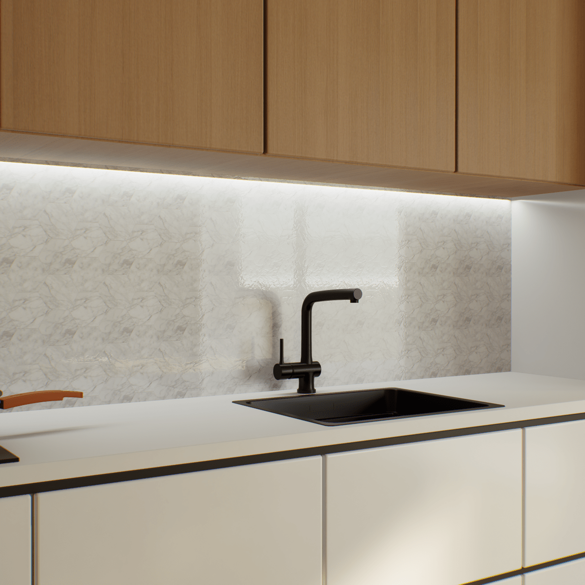 6 In Hexagon La Marca Carrara Honed Glazed Porcelain Mosaic Tile