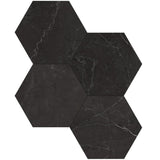 6 In Hexagon La Marca Nero Venato polished Glazed Porcelain Mosaic Tile