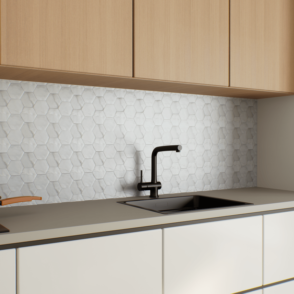 6 In Hexagon La Marca Onyx Honed Glazed Porcelain Mosaic Tile