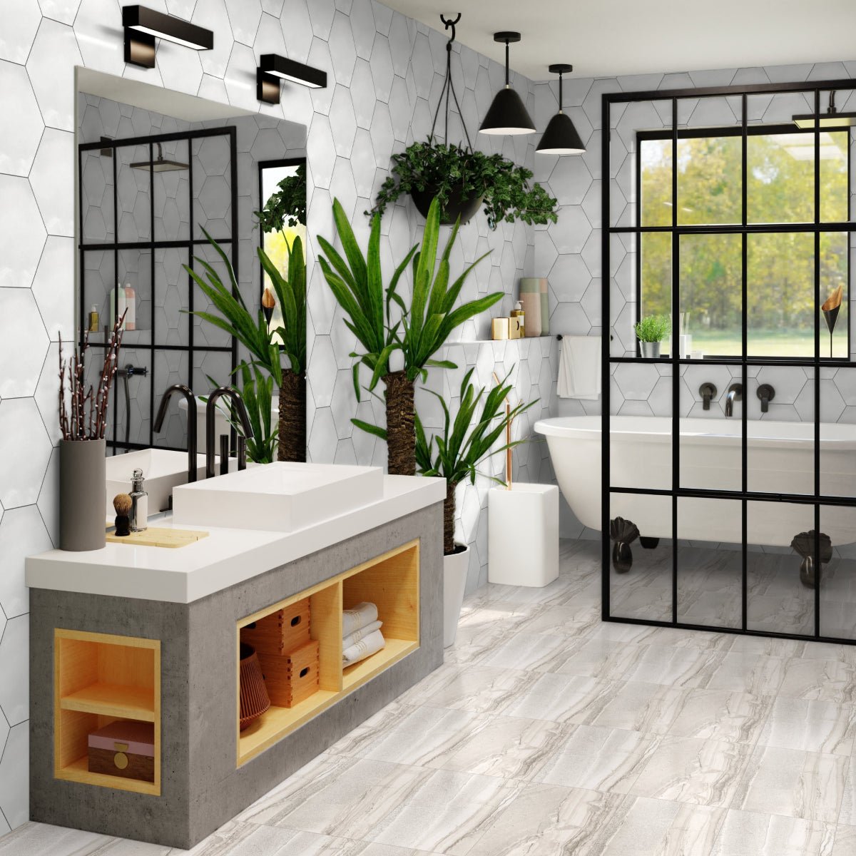 6 In Hexagon La Marca Onyx Honed Glazed Porcelain Mosaic Tile