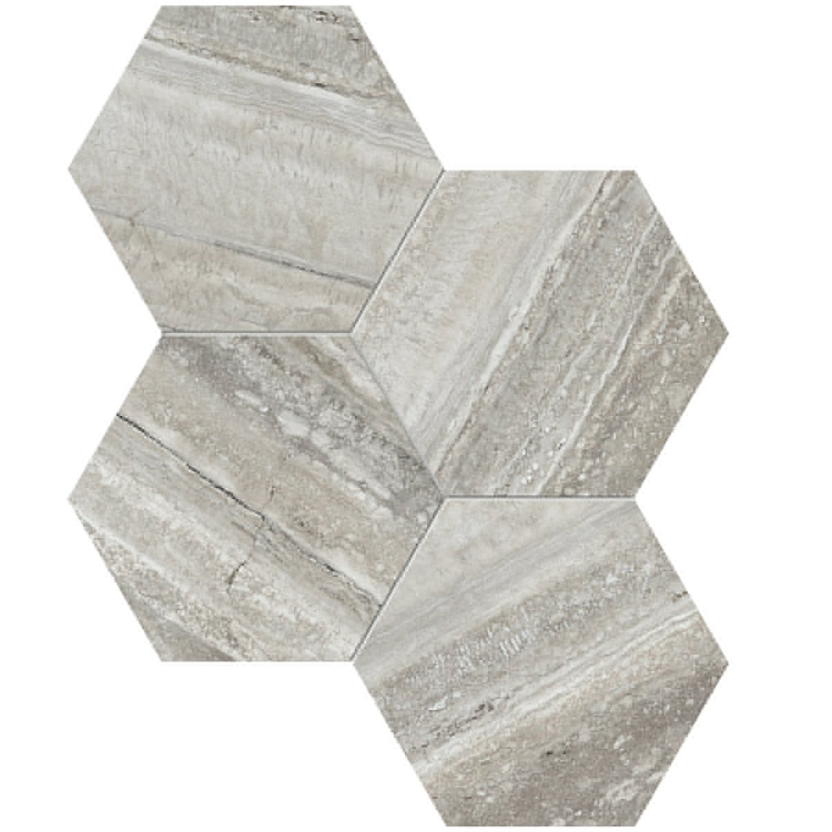 6 In Hexagon La Marca Polished Glazed Porcelain Mosaic Tile