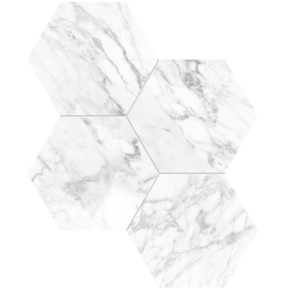 6 In Hexagon La Marca Statuarietto Polished Glazed Porcelain Mosaic Tile