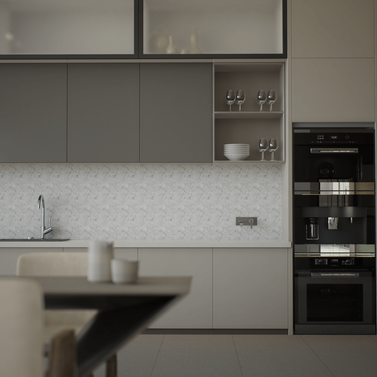 6 In Hexagon La Marca Statuarietto Polished Glazed Porcelain Mosaic Tile