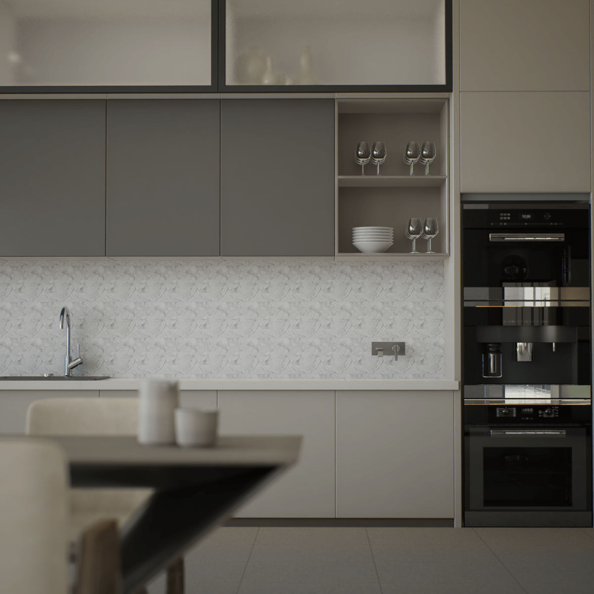6 In Hexagon La Marca Statuarietto Polished Glazed Porcelain Mosaic Tile