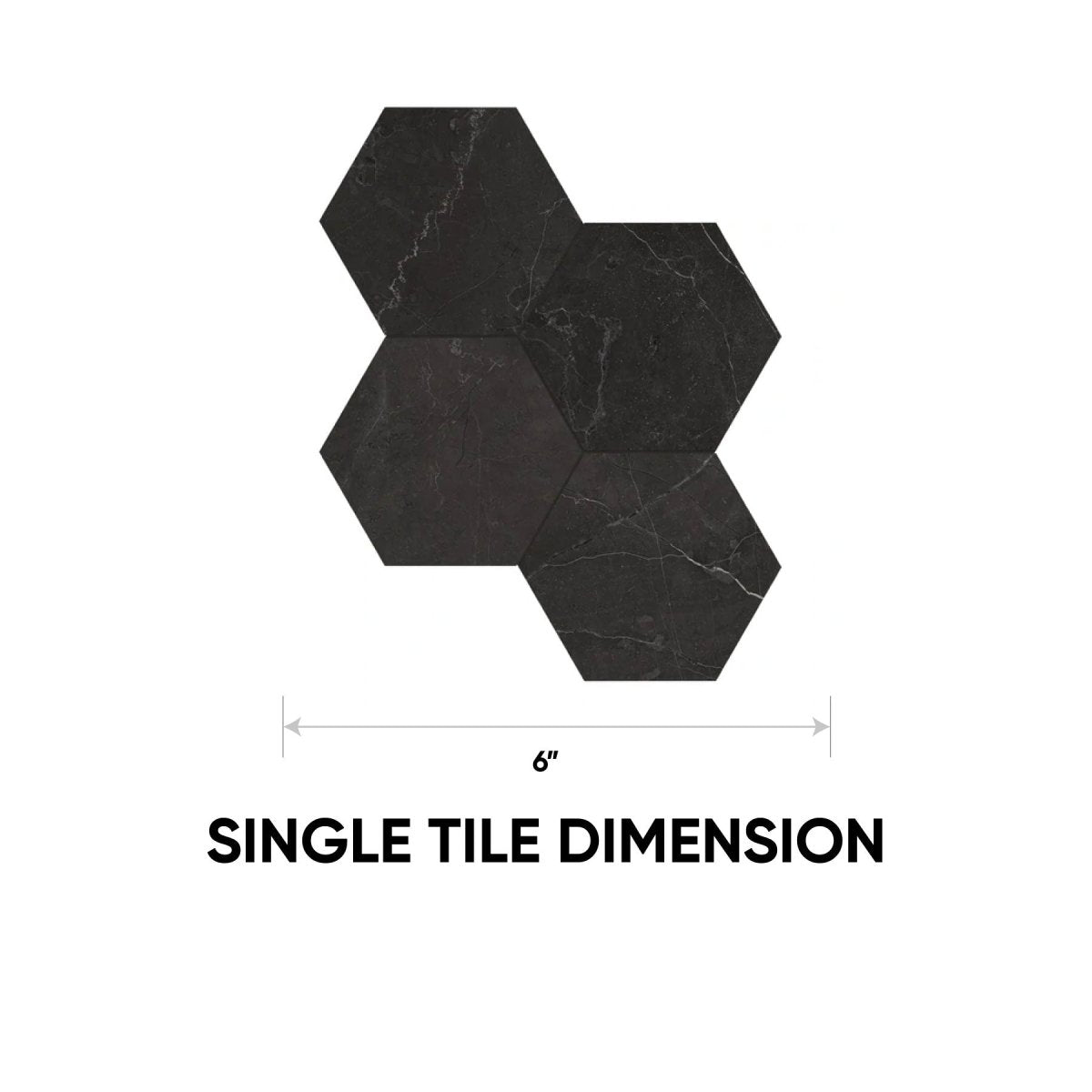 6 in. La Nero Venato Marca Hexagon Honed Glazed Porcelain Mosaic Tile