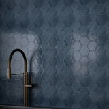6 in Teramoda Ink Hexagon Glossy Pressed Glazed Ceramic Tile