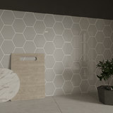 6 in Teramoda Silver Hexagon Glossy Pressed Glazed Ceramic Tile
