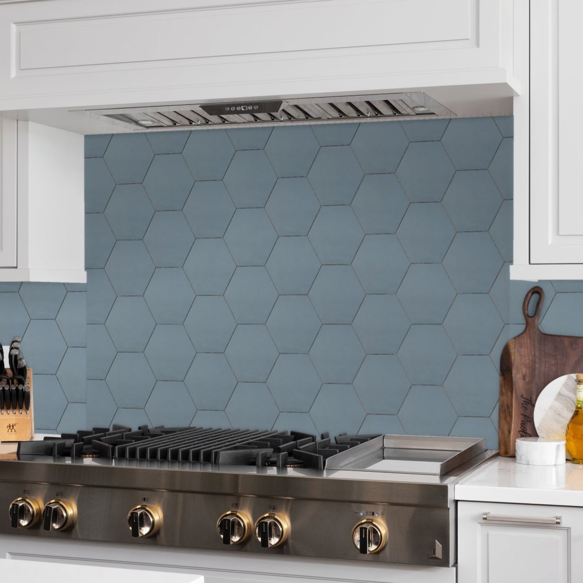 6 in Teramoda Sky Hexagon Glossy Pressed Glazed Ceramic Tile