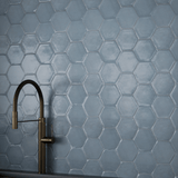 6 in Teramoda Sky Hexagon Glossy Pressed Glazed Ceramic Tile