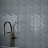 6 in Teramoda Sterling Hexagon Glossy Pressed Glazed Ceramic Tile
