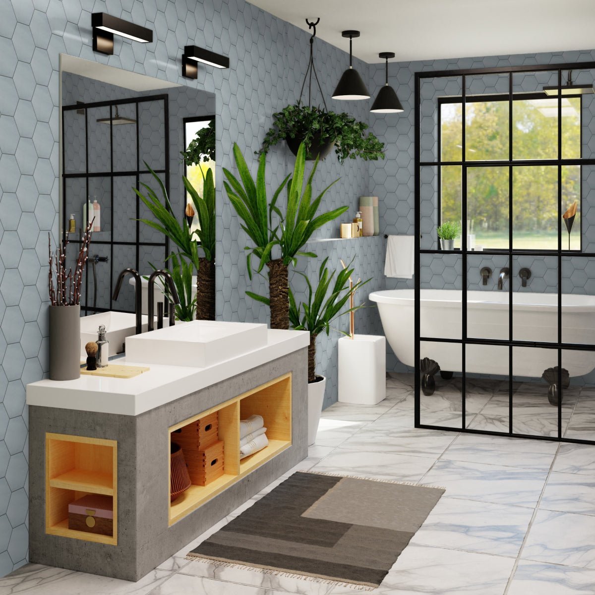 6 in Teramoda Sterling Hexagon Glossy Pressed Glazed Ceramic Tile