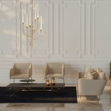 6 LED Lights Farmhouse Candle Chandeliers Satin Brass Finish Hardware with Hand Made Crystal - 20”D x 41“H