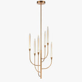 6 LED Lights Farmhouse Candle Chandeliers Satin Brass Finish Hardware with Hand Made Crystal - 20”D x 41“H