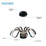 6-Light 30" Wide Modern/Contemporary Cage LED Chandelier Ceiling Light, 70W, 3000K, 3500LM, Adjustable Height
