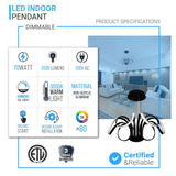 6-Light 30" Wide Modern/Contemporary Cage LED Chandelier Ceiling Light, 70W, 3000K, 3500LM, Adjustable Height