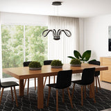 6-Light 30" Wide Modern/Contemporary Cage LED Chandelier Ceiling Light, 70W, 3000K, 3500LM, Adjustable Height