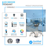 6-Light 30" Wide Modern/Contemporary Cage LED Chandelier Ceiling Light, 70W, 3000K, 3500LM, Adjustable Height