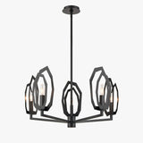 6-Light Black Finish Chandelier Light with Snow Glass, E12 Base, 120V, Bulb Type B10, Socket type E12, Max wattage Per Socket 60W - 28“D x 16”H