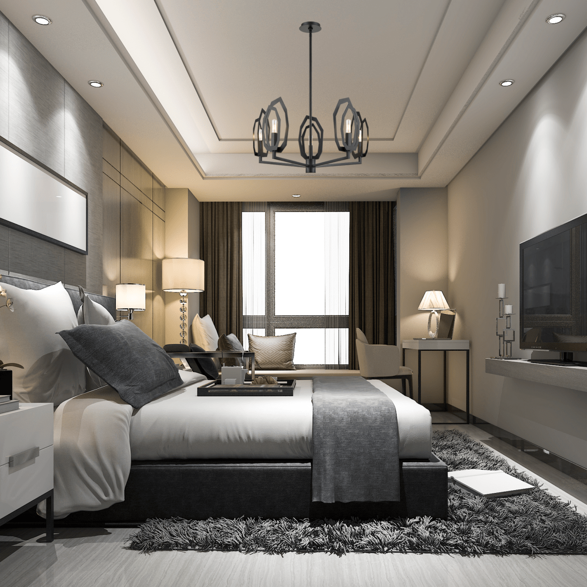 6-Light Black Finish Chandelier Light with Snow Glass, E12 Base, 120V, Bulb Type B10, Socket type E12, Max wattage Per Socket 60W - 28“D x 16”H