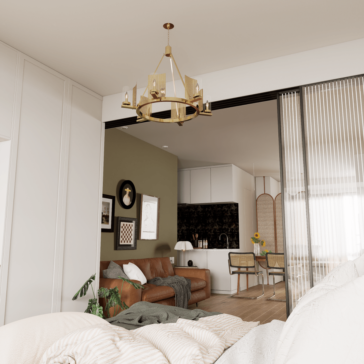6-Light Ring Chandelier Ceiling Light In Brass Finish with Clear Glass, E12 Base, Width 28" Height 22", 120V, Bulb Type B10, Socket type E12, Max wattage Per Socket 60W