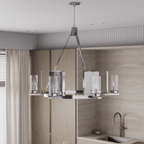 6-Light Ring Chandelier Ceiling Light In Chrome Finish with Clear Glass, E12 Base, 120V, Bulb Type B10, Socket type E12, Max wattage Per Socket 60W - 28“D x 22”H