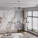 6-Light Ring Chandelier Ceiling Light In Chrome Finish with Clear Glass, E12 Base, 120V, Bulb Type B10, Socket type E12, Max wattage Per Socket 60W - 28“D x 22”H
