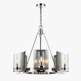 6-Light Ring Chandelier Ceiling Light In Chrome Finish with Clear Glass, E12 Base, 120V, Bulb Type B10, Socket type E12, Max wattage Per Socket 60W - 28“D x 22”H