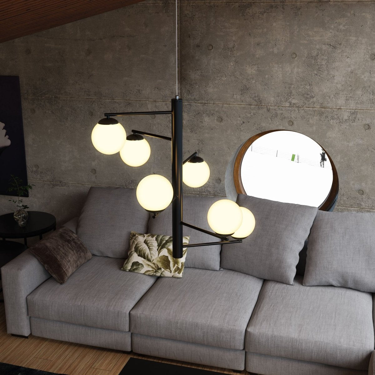 6-Lights, Chandelier, 47W, 3000K, Matte Black Body Finish, Dimmable