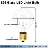 6 Watt Filament LED Light Bulb, Clear Dimmable A19 Medium (E26) Base, 120V/60Hz, 2700K, 600LM, 4-filament - D2.36"*4.00"H