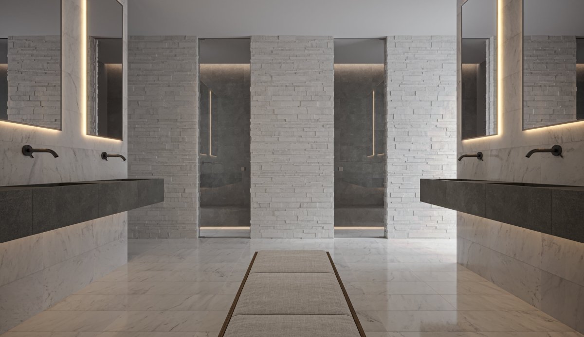 6 X 24 In Bianco Venatino Honed Cubics Marble Panel