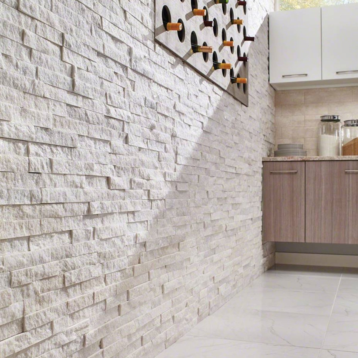 6 x 24 in Ledger Stone Glacier Split Face Quartzite Tile