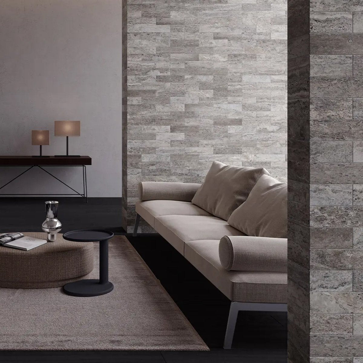 6 x 24 in Silver Ash Split Face Travertine Panel
