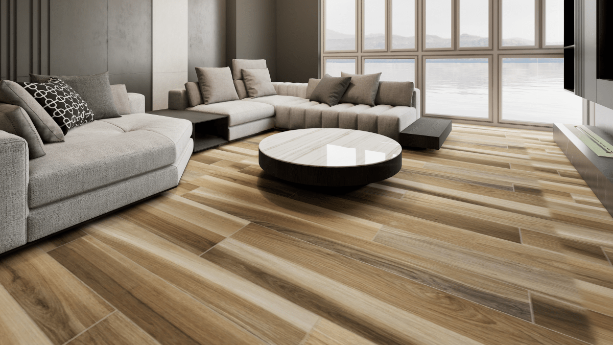 6 X 36 In Amaya Walnut Matte Pressed Glazed Porcelain