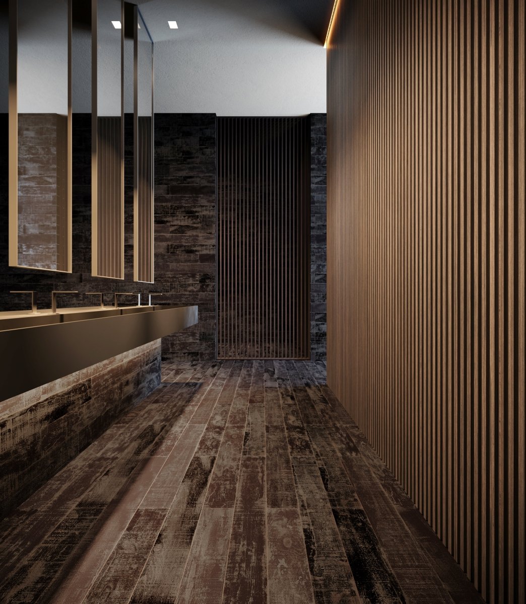6 X 36 In Muskoka Charred Matte Pressed Glazed Porcelain Tile
