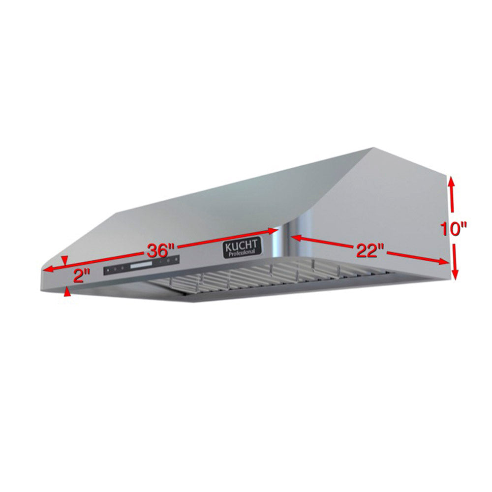 KUCHT 36 in. Professional Under Cabinet Range Hood 900CFM in Stainless Steel   KRH 1A