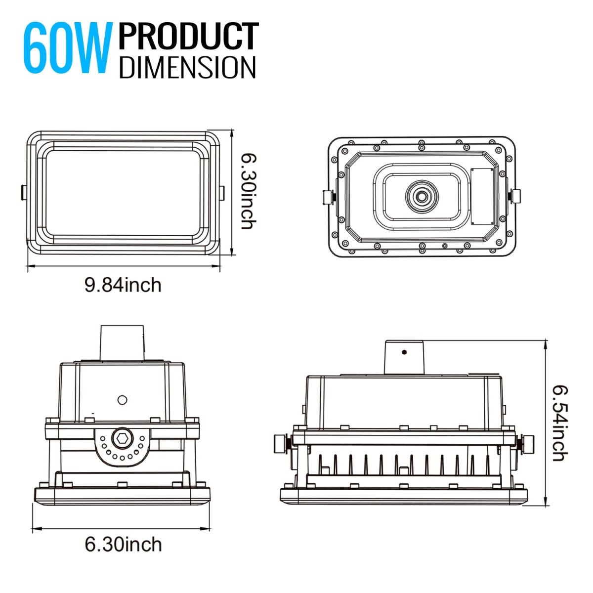 60 Watt LED Explosion Proof Flood Light, A Series, Non Dimmable, 5000K, 8400LM, AC100-277V, IP66, Hazardous Location Lighting Fixtures