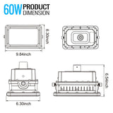 60 Watt LED Explosion Proof Flood Light, D Series, Dimmable, 5000K, 8100LM, AC100-277V, IP66, Hazardous Location Lighting Fixtures