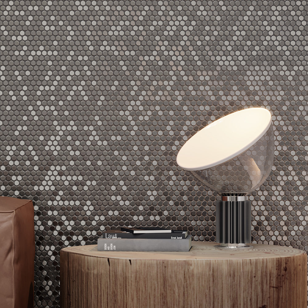Penny Round Glossy Stainless Steel Mosaic