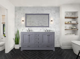 Dukes 60 in. Freestanding Bathroom Vanity with White Carrara Marble Top, White Square Sink