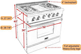 KUCHT Professional 36 in. 5.2 cu. ft. Propane Gas Range with Sealed Burners, Griddle and Convection Oven in Stainless Steel with Classic Silver Knobs