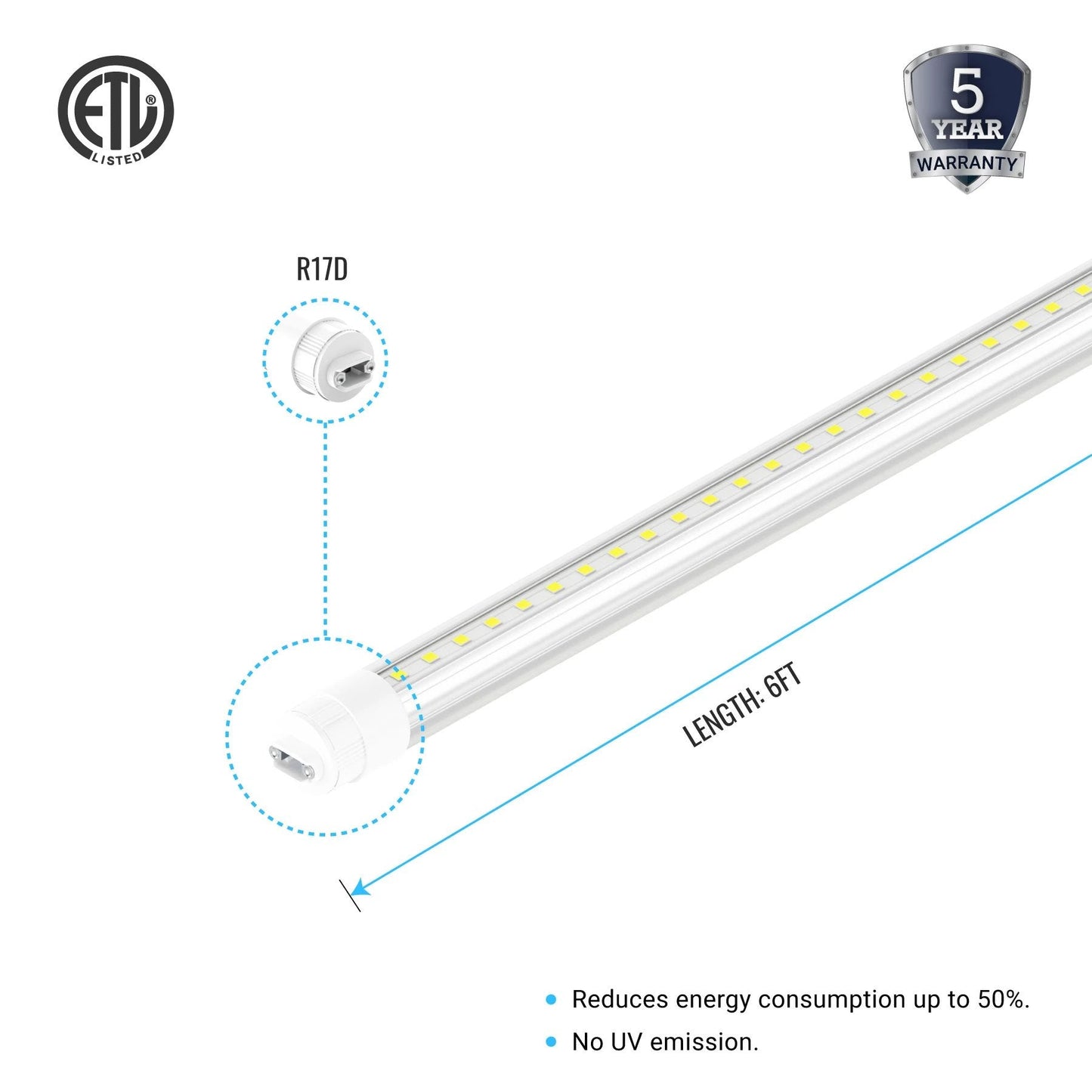 T8 LED Sign Tubes with R17 Base, Work without Ballast, 360 Degree Advertisement Lighting, LED Outdoor Tubes For Double Sided Signs