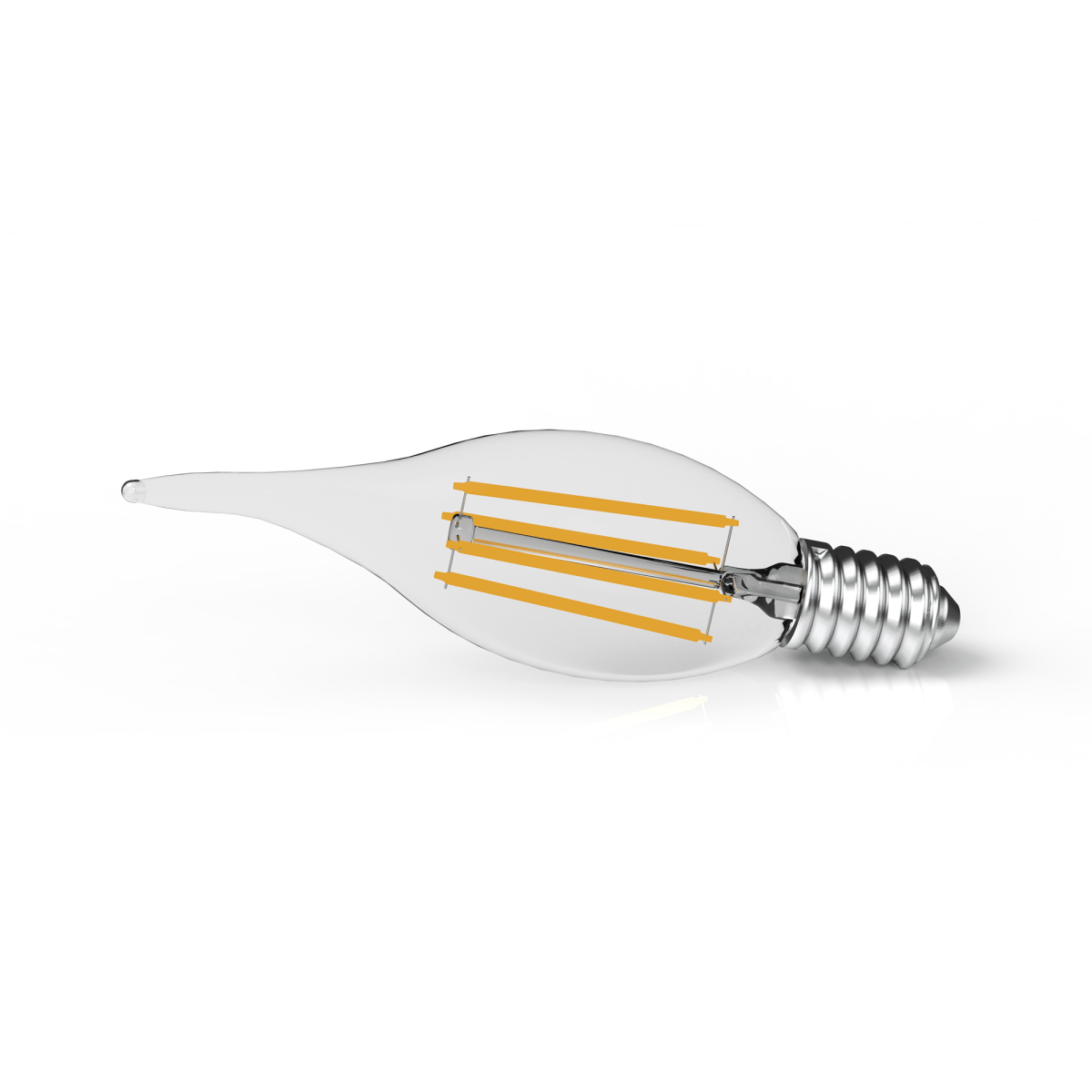 6W Filament LED Bulb, 2700K, 500LM, 120V/60Hz, 4-filament, E12, Candelabra Light Bulbs, Dimmable, Clear - D1.38"*4.27"H