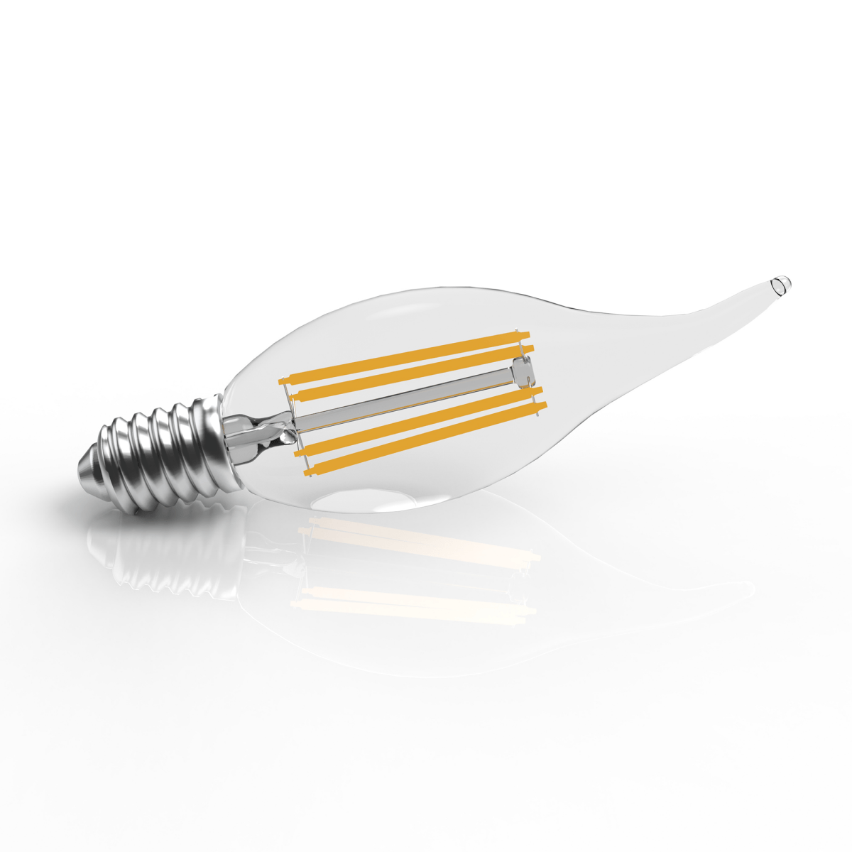 6W Filament LED Bulb, 2700K, 500LM, 120V/60Hz, 4-filament, E12, Candelabra Light Bulbs, Dimmable, Clear - D1.38"*4.27"H