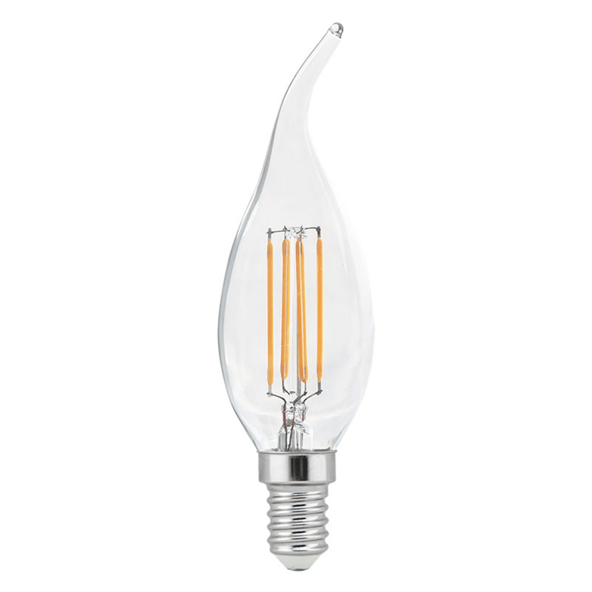 6W Filament LED Bulb, 2700K, 500LM, 120V/60Hz, 4-filament, E12, Candelabra Light Bulbs, Dimmable, Clear - D1.38"*4.27"H