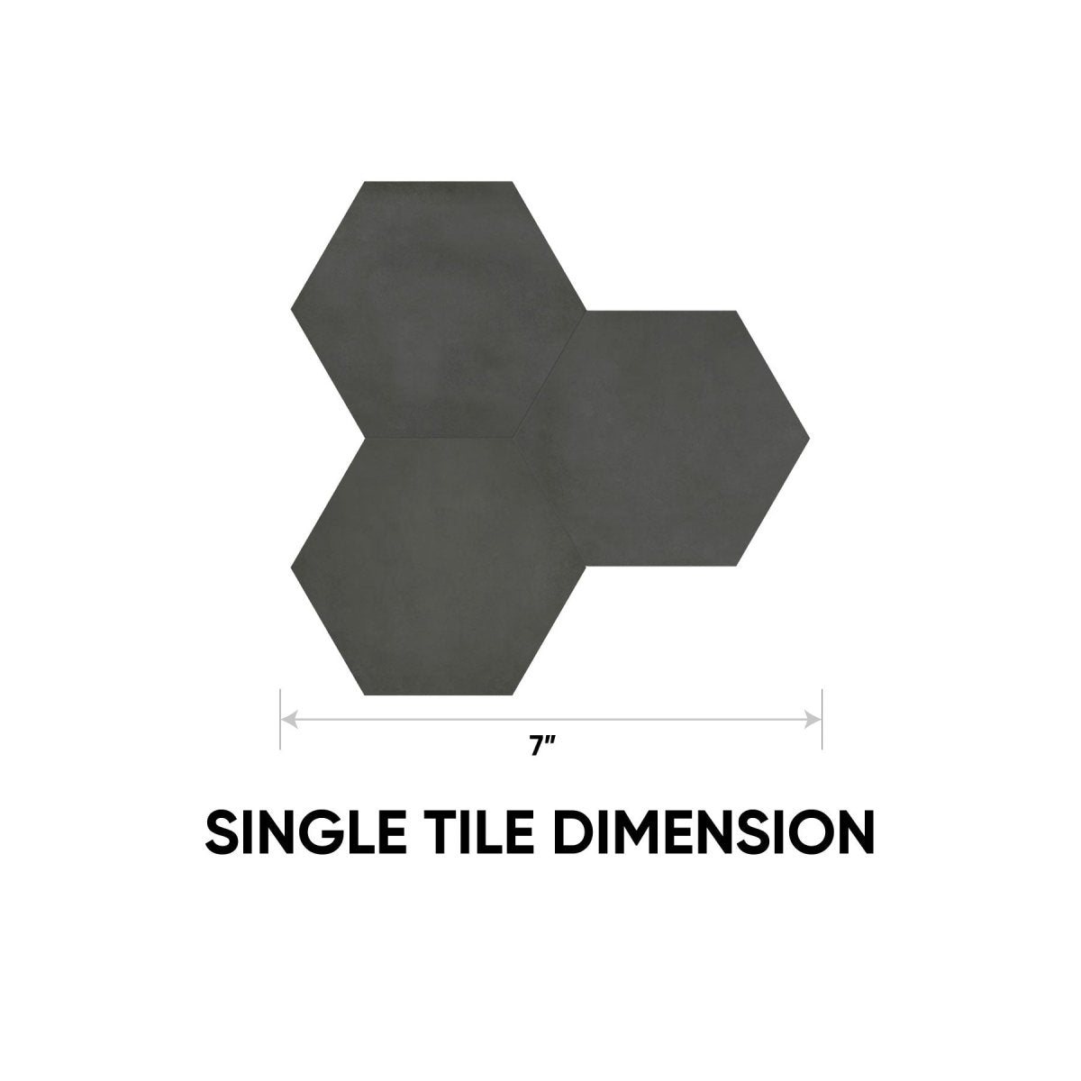 7 in Form Graphite Hexagon Matte Pressed Glazed Porcelain Tile