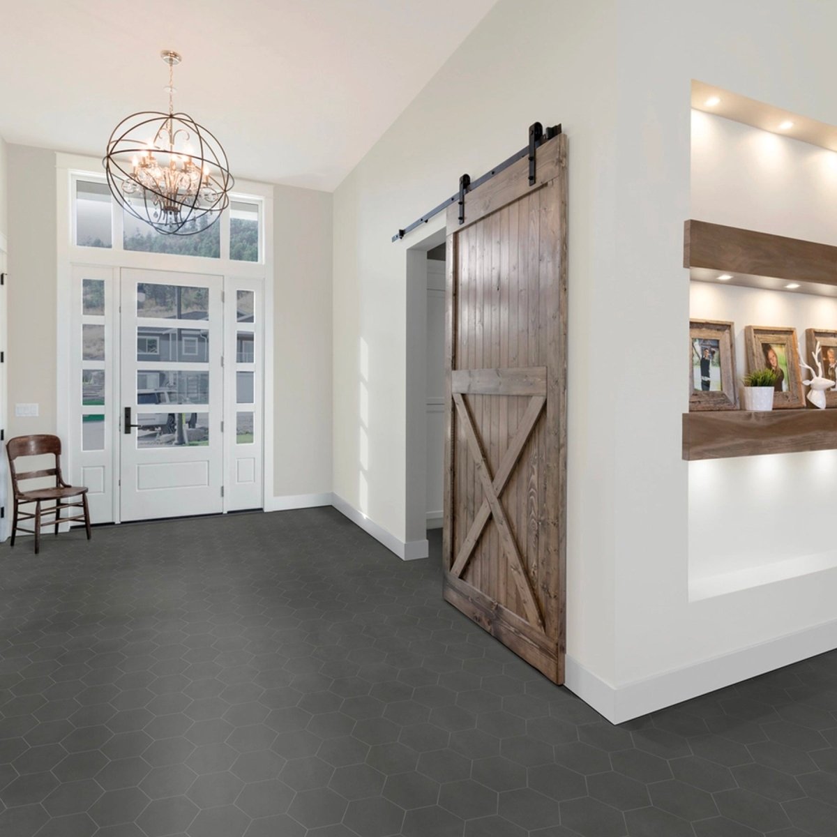 7 in Form Graphite Hexagon Matte Pressed Glazed Porcelain Tile