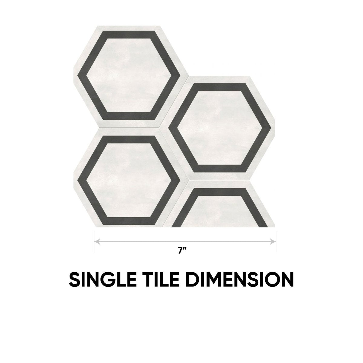 7 in. Form Ivory Hexagon Frame Matte Pressed Glazed Porcelain Tile